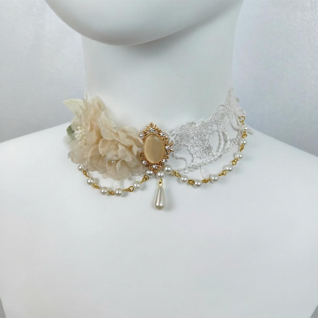 Elegant Retro Rose Flower Collarbone Chain Necklace Gothic Lolita Black Lace Collar Choker Ornament Wedding Halloween Accessorie
