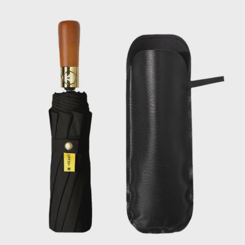 Premium Double-Sized Wind-Resistant Folding Umbrella with UV Protection for Men.