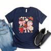 Strawberry Floral Shirt Cute Bow Graphic Tee Cottagecore Aesthetic Clothes Women's Graphic T Shirts Summer Fruit Crewneck Top