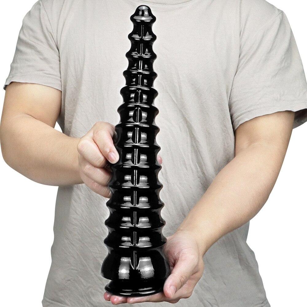 33cm velký černý anální kolík Fisting Sex Toy Slave Masturbator Realistický penis PVC Monster Dildo XXL