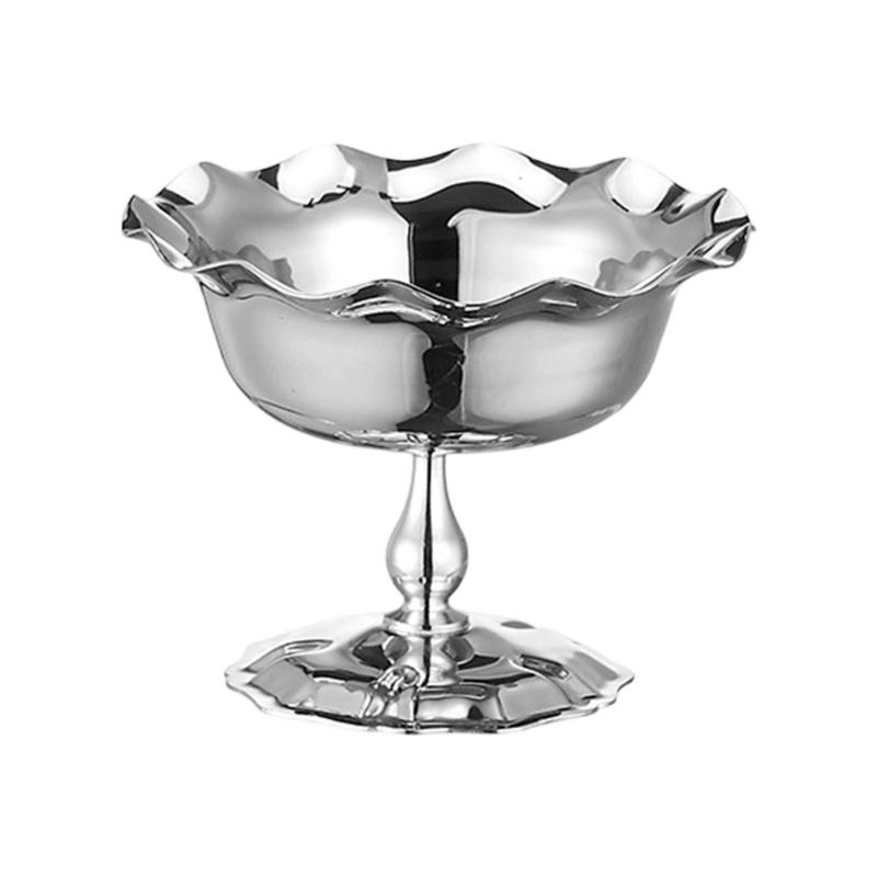 Metall-Dessert-Präsentationsschale, Servierschale aus Edelstahl mit Fuß für Puddings, Eis, Teetisch und Party-Dessert
