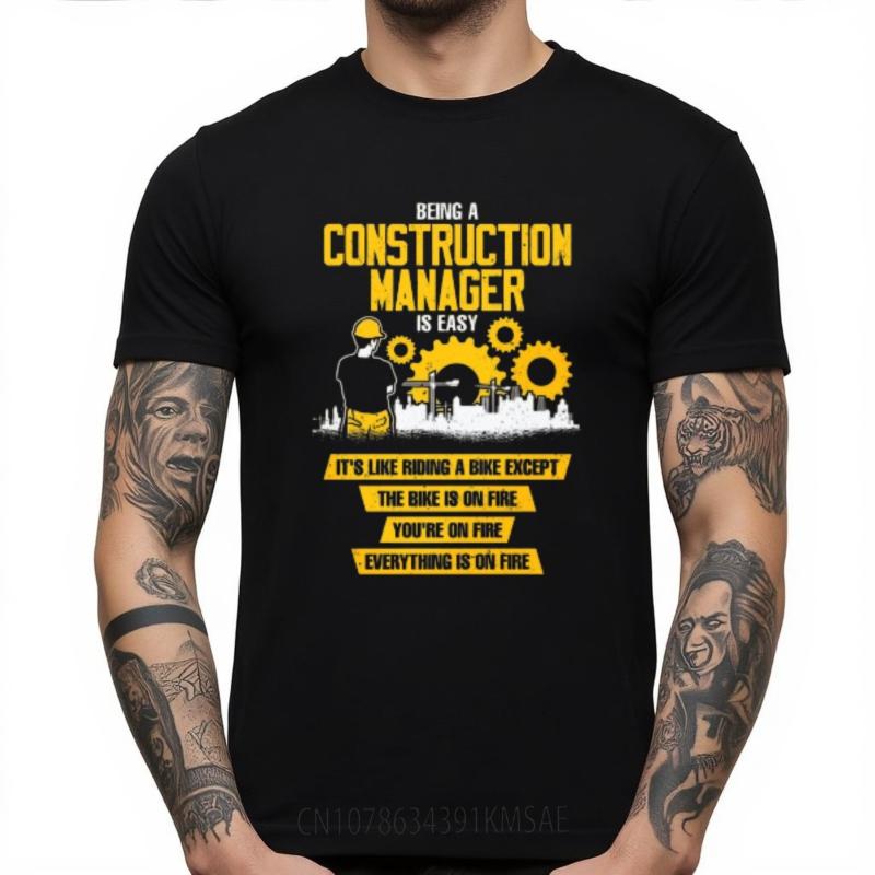 Breathable Tee Solid Color Teenagers Crew Neck t shirt Oversized Being A Construction Manager Is Easy Classic Women Top tees