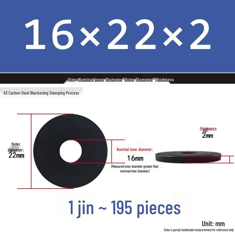 Black Oversized Thickened Round Metal Flat Washer Spacer for Home Use