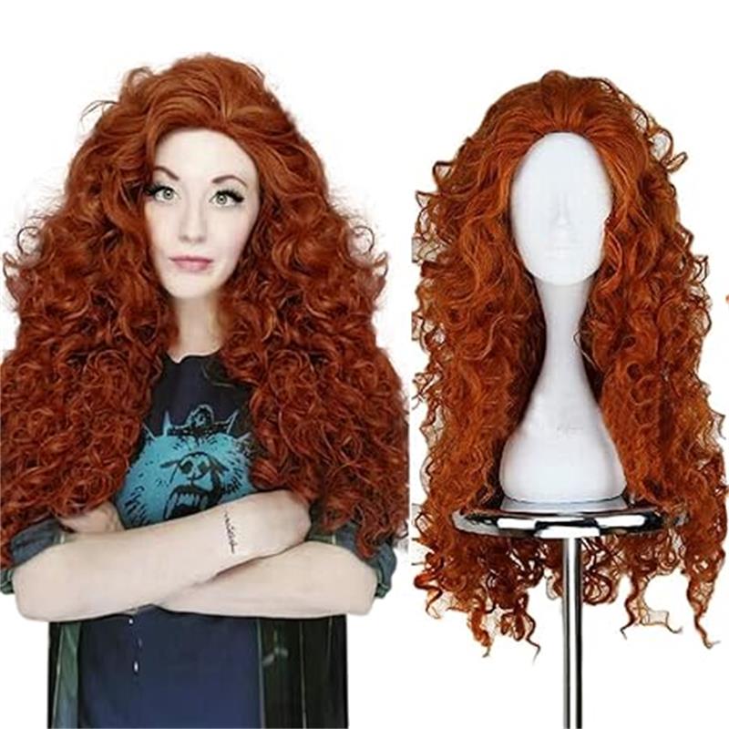 Red Brown Long Curly Hair Synthetic Wig Holiday Party Birthday Party Daily Wear