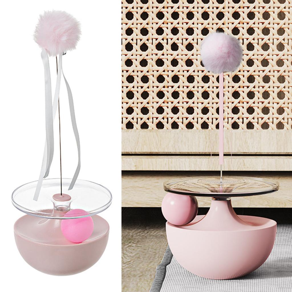 Katzen-Selbstspiel-Reizangel Langeweile-Linderung Interaktiver Katzen-Reizangel-Stab mit Ballspielzeug für drinnen Rosa