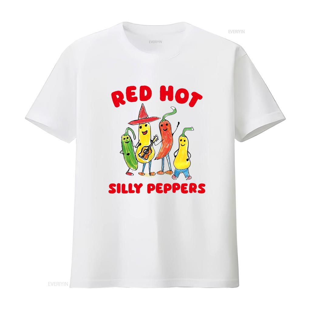 Red Hot Silly Peppers Funny Vintage Rock Metal Poster T Shirt Vintage Designer Clothes Stretched Homme Unisex