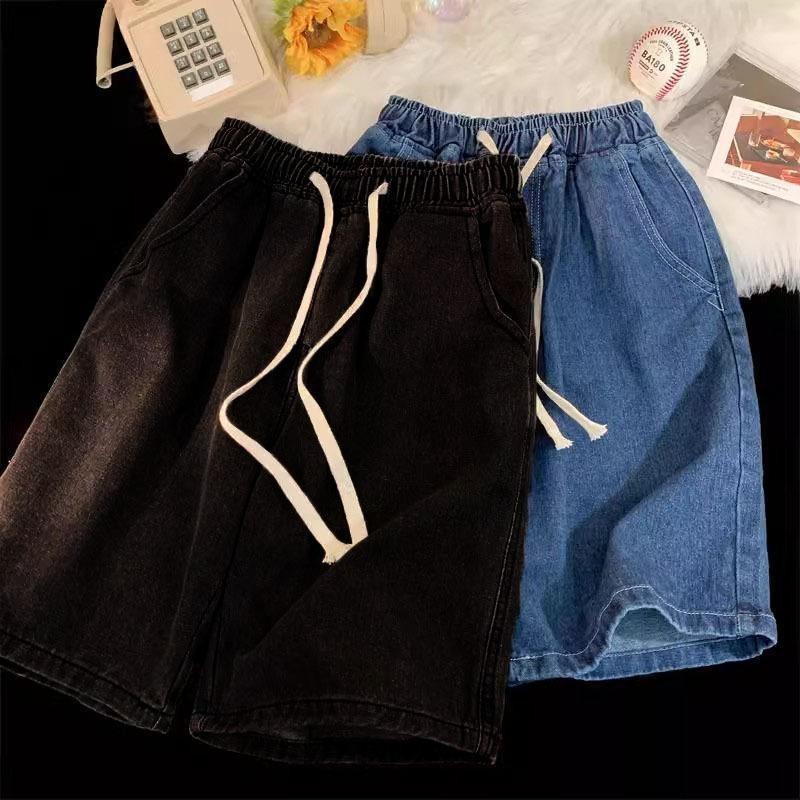Vintage Men's Jeans Summer Loose Male Wide Leg Knee Length Shorts New Washed Fashion Short Denim Pants