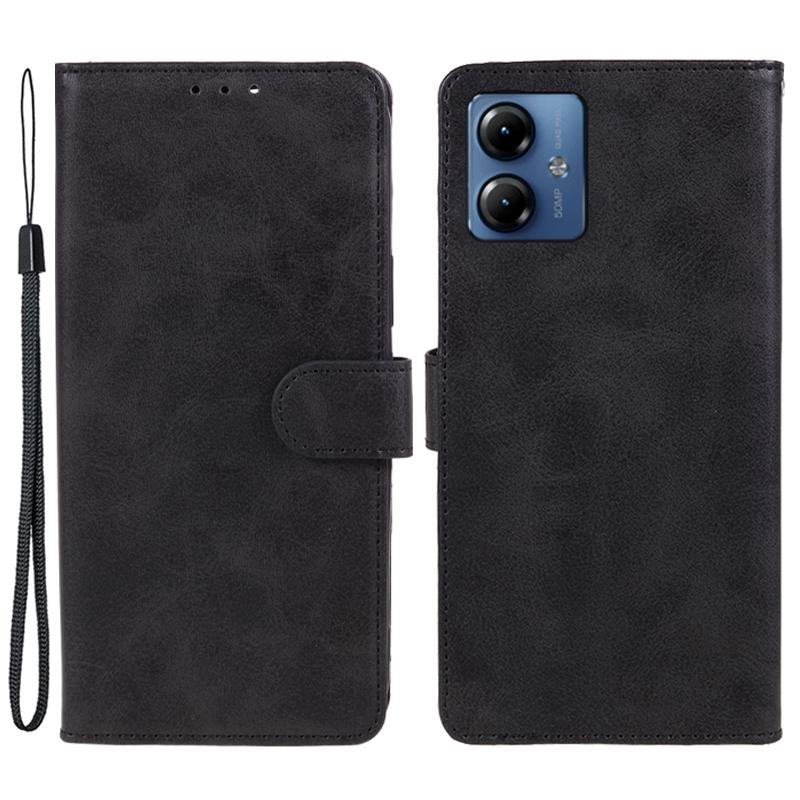 PU Leather Wallet Case for Motorola Moto G14 4G,Calf Texture Stand Phone Cover