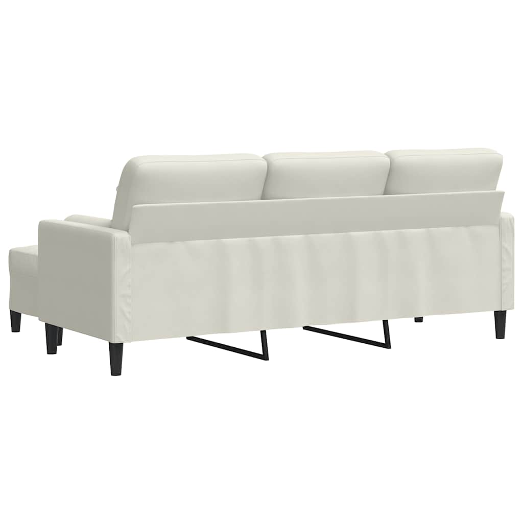 3 Seater Sofa with Footstool Cream 180 cm Velvet