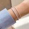 Sterling Geometric Bracelet Women Full Pave CZ Stones Four-Prong Setting Minimalist Elegant Stackable Jewelry