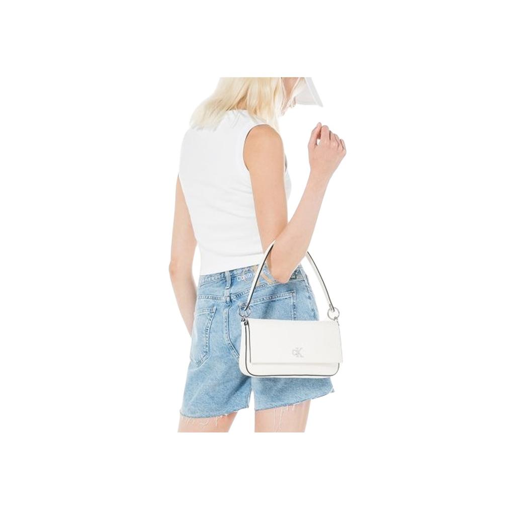New CK/Calvin Klein Synthetic Leather Envelope Bag, Handbag, Shoulder Bag Women's Ivory White DH3458-114