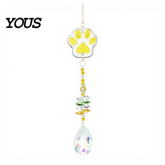 Exquisite Craftsmanship Wind Chime Crystal Cat Paw Chimes, Suncatchers for Windows Hanging, Rainbow Light Prism Maker Indoor Outdoor Home Garden Decor
