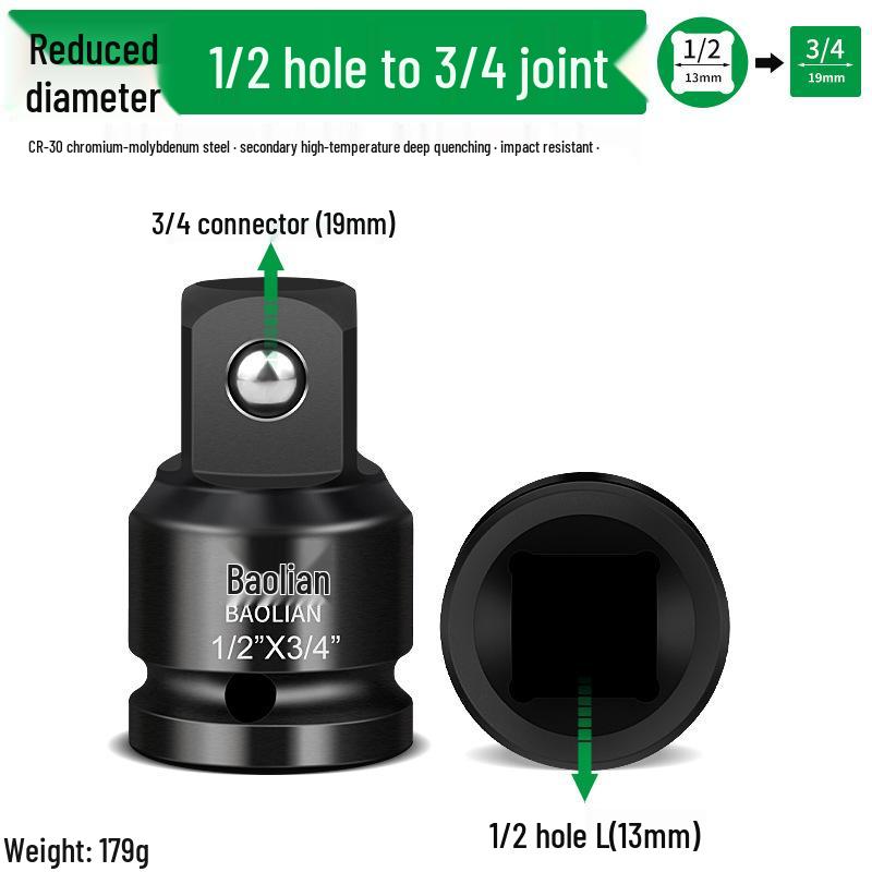 Heavy Duty Chrome Moly Steel Socket Adapter for 1/2 to 3/4-inch or 1-inch Ratchet Wrenches