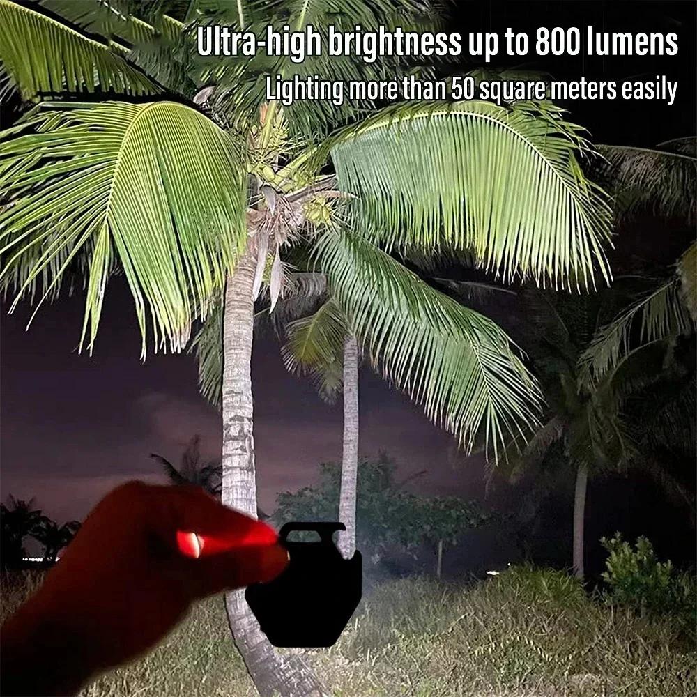 COB Keychain Work Light with Battery Display 8 Mode USB Rechargeable High Lumens Portable LED Light for Camping Hiking Running