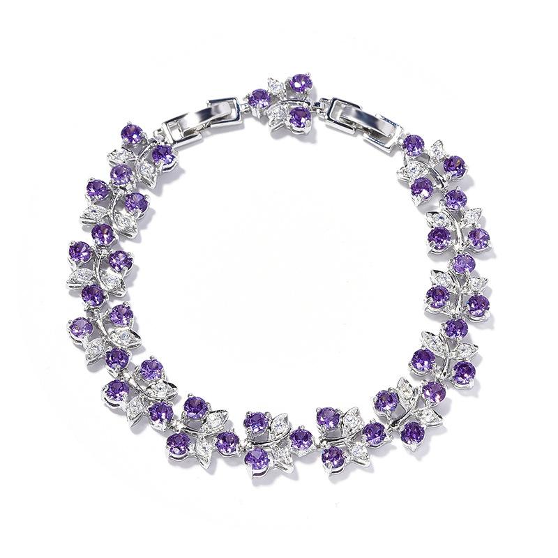 Light Luxury Rainbow Flower Bracelet Girls Niche Versatile Color Zircon Jewelry Women'S Bracelet