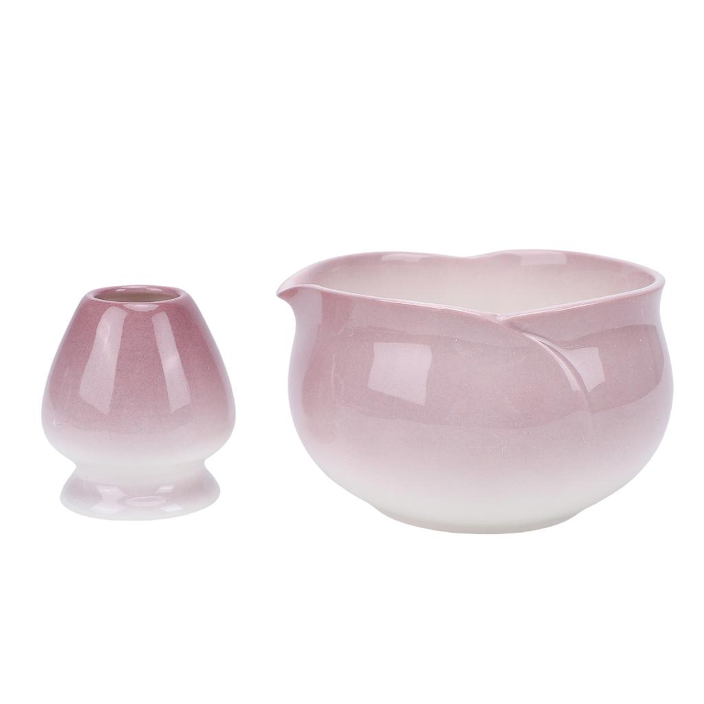 Matcha Bowl and Whisk Holder Ceramic Matcha Mixing Bowl with Spout for Traditional Japanese Tea Ceremony Gradient Purple