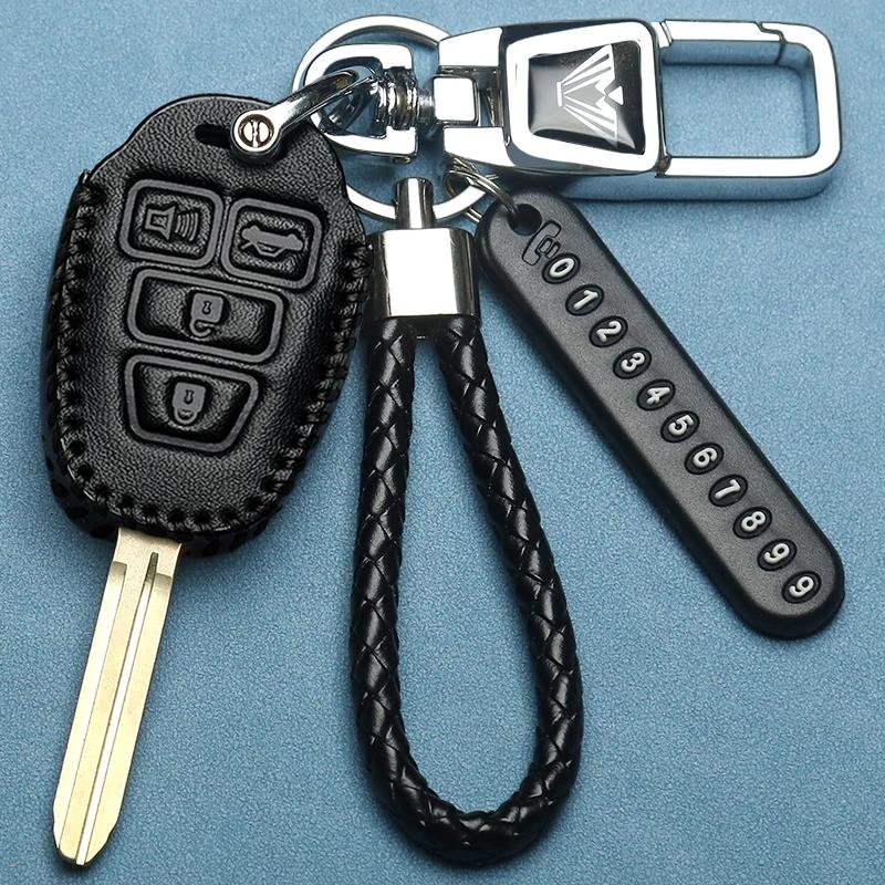 Styling Mouldings Leather Car Key Case Cover for Toyota Rav4 MK4 Rav 4 Corolla Fielder Vitz Remote 2/3/4 Buttons Shell Fob Shell