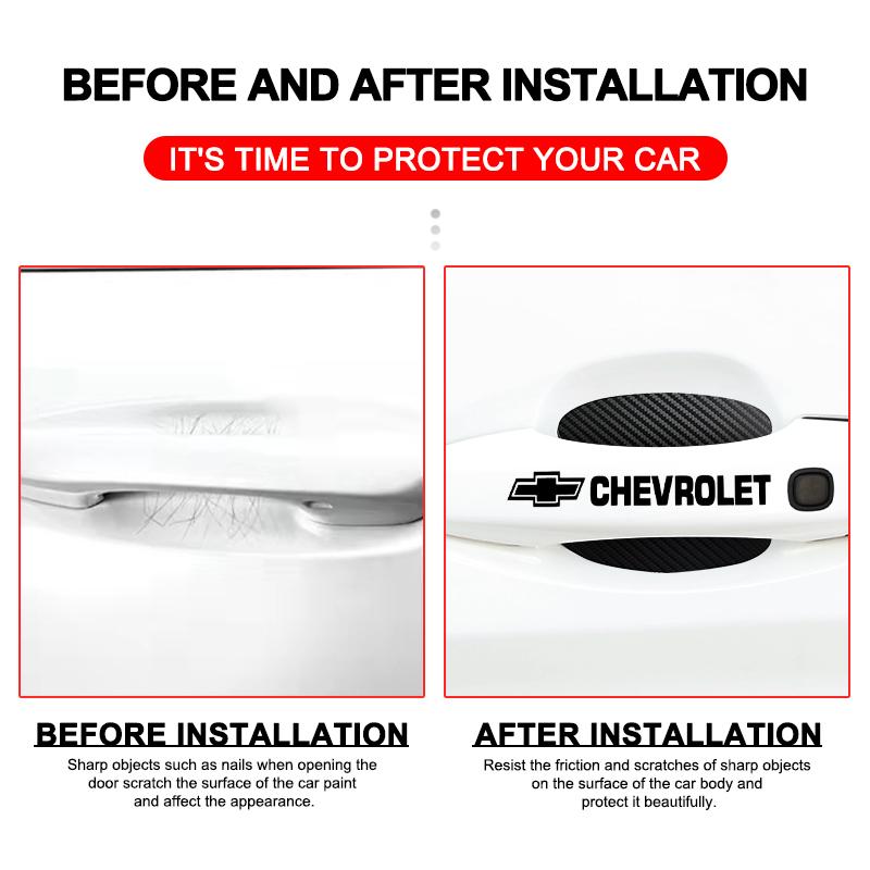 Bil Dörrklistermärke Kolfiber Repor Bil Handtag Skyddsfilm för Chevrolet Cruze Malibu Sail Spark Captiva Equinox Trax Tracker AVEO Lova Husbil