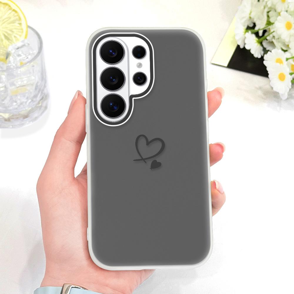 Simple Love Heart Phone Case For Samsung Galaxy S26 S25 S24 S23 Plus Ultra 5G Candy Colored Cover