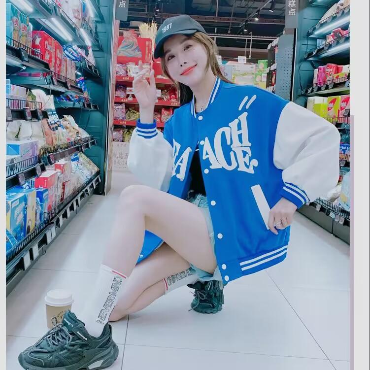 

National baseball uniform women s spring and autumn coat jacket M75kg or less небо синє кольору