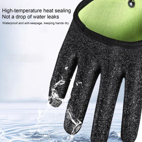 1/2Pcs Fishing Gloves with Magnet Release Anti-Slip Textured Grip Puncture Resistant Waterproof Catch Fish Gloves