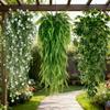 2pcs Outdoor Hanging Artificial Greenery Set UV-Resistant Faux Ivy Plastic Leaves for Garden Patio Porch Office Wedding Festival