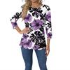 Women's Fashion Casual Round Neck 3/4 Sleeve Printed T-Shirt Ladies Top