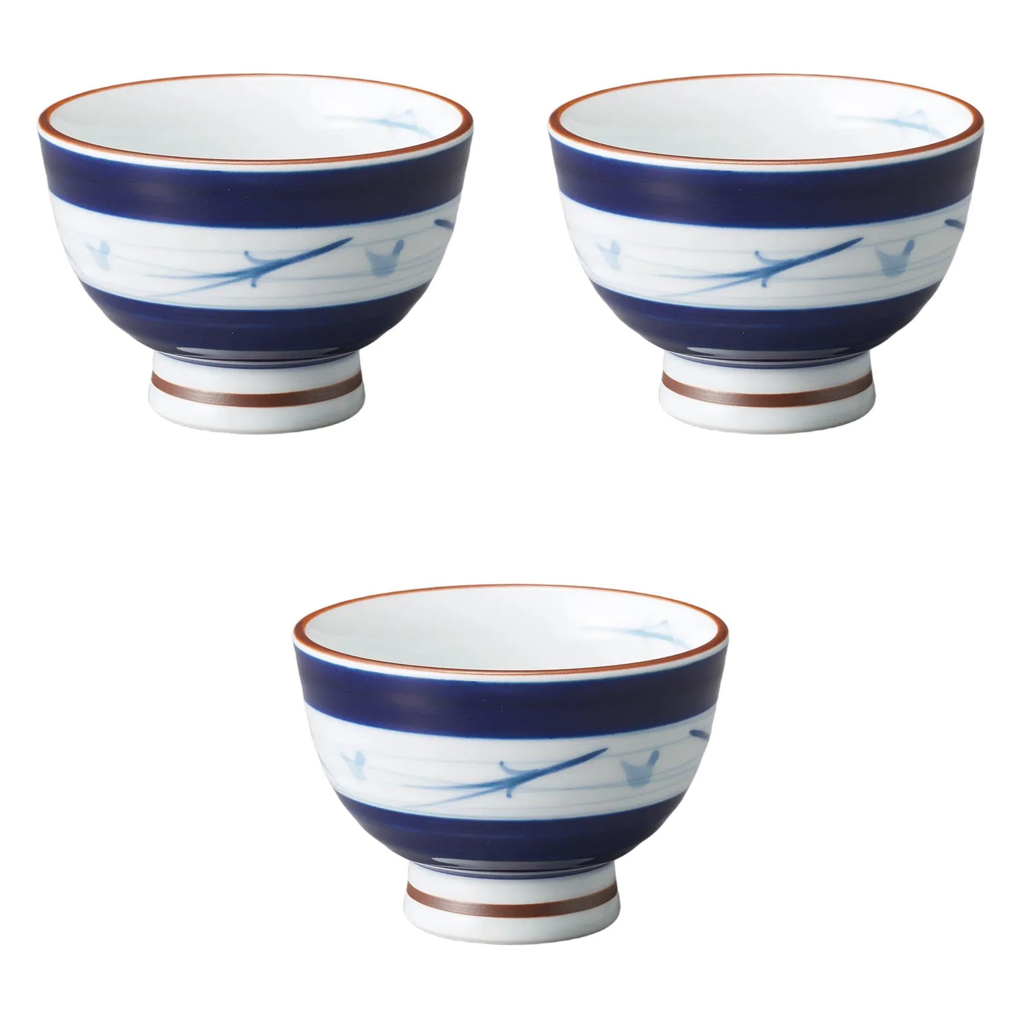 

Set of 3 Obi Matsuba Sencha Teacups x Arita Ware Sencha Teacups by Setomonohonpo [8.5 6cm]