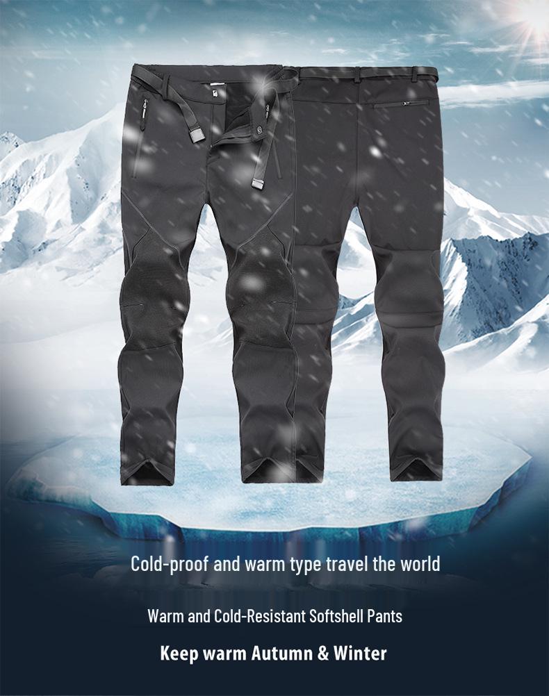 Men's Windproof Softshell Fleece Pants: Warm, Breathable, Wear-Resistant for Hiking In Autumn and Winter.