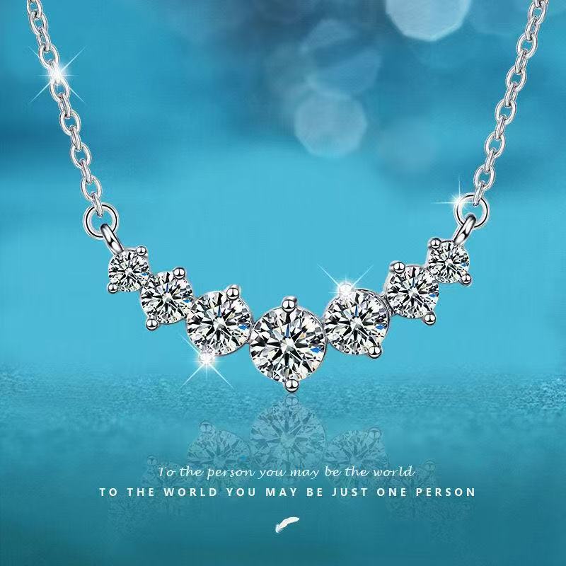 D Vvs1 Moissanite Necklace for Women Wedding Fine Jewelry with Certificates 925 Silver Plated 18K White Gold Necklace