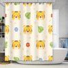 Adorable Animal Print Shower Curtain For Kids Bathrooms Tiger Head Design With Leaves And Flowers In Multicolored Pattern