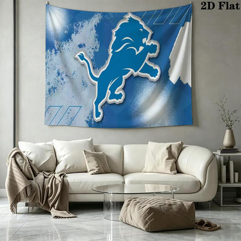 Detroit Lions Wall Tapestry Aesthetic Wall Hanging Printed Fabric Blanket Decorative Tapestries for Bedroom Living Room Home Decor