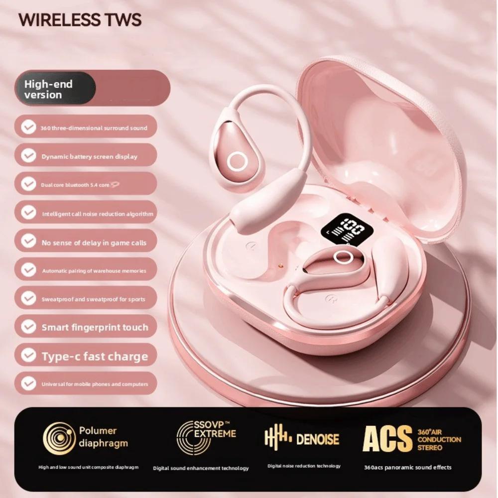 Kids Air Conduction Wireless Headphones Open Ear Bluetooth 5.4 Stereo Music Headset with Microphone Touch Control Earphones