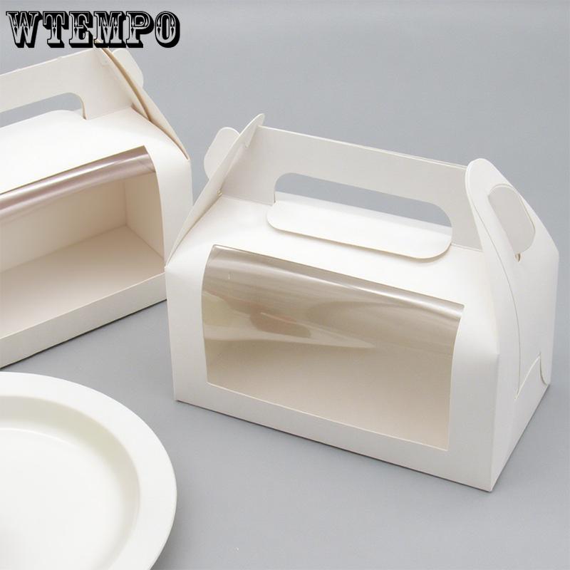 WTEMPO Clear Window Gift Handle Boxes Party Favor Decor Treat Boxes DIY Graffitable Foldable Paper Packaging Boxes for Storing/Gifting Delicate Items