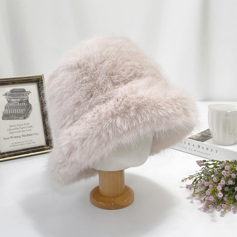 Twail Winter Hat Eskimo Women s Fur Bucket Hat Fluffy gray