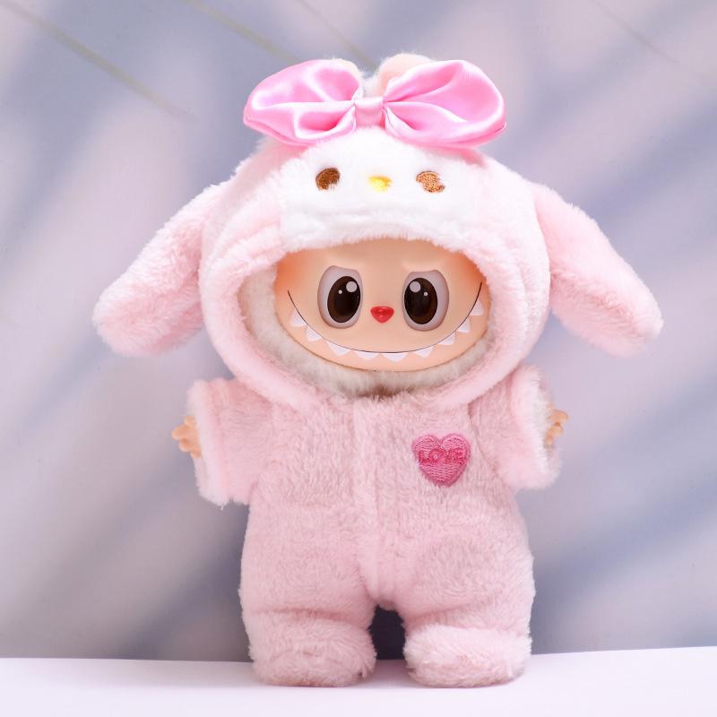 

Лялька Mini Labubu 17 см Модний одяг з капелюхом та взуттям для Labubu II Святкування Сидячої Вечірки No Dolls