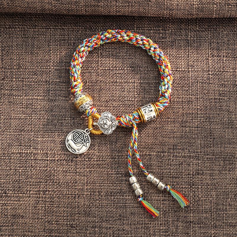 Design Tibetan Woven Hand Rope Retro Ethnic Style Niche Xizang Bracelet Men's and Women's Exotic Style Guochao Accessories