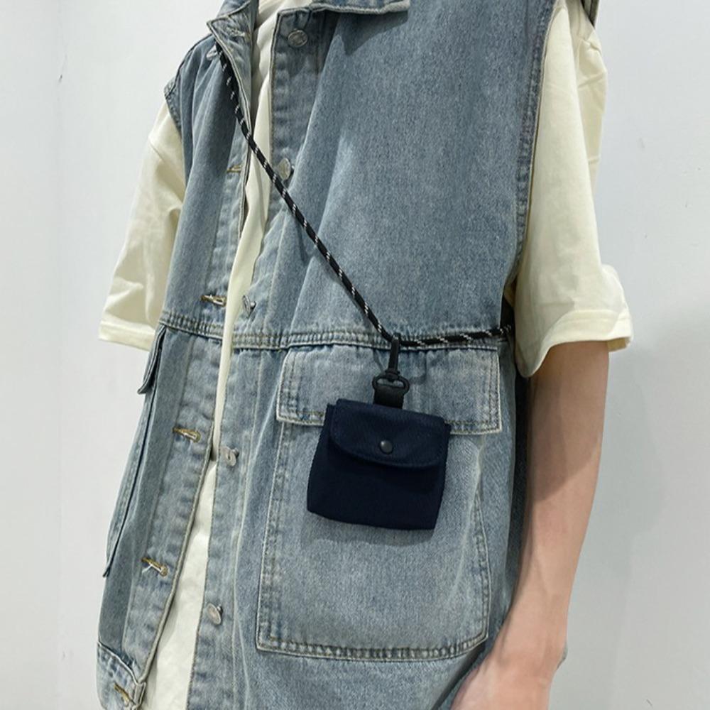 Square Headphone Storage Bag Mini Male Short Wallet Cute Small Card Holder  Storage Bag