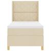 Box Spring Bed with Headboard Cream 90 x 190 cm Fabric