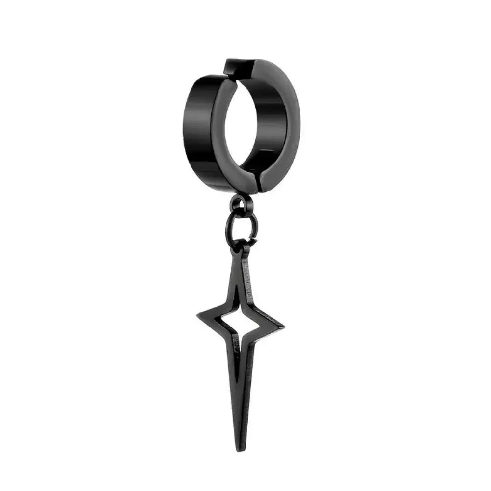 Wannee 2pcs Cross Feather Stud Earrings Punk Rock Style Stainless Steel Hiphop Jewelry For Women Men