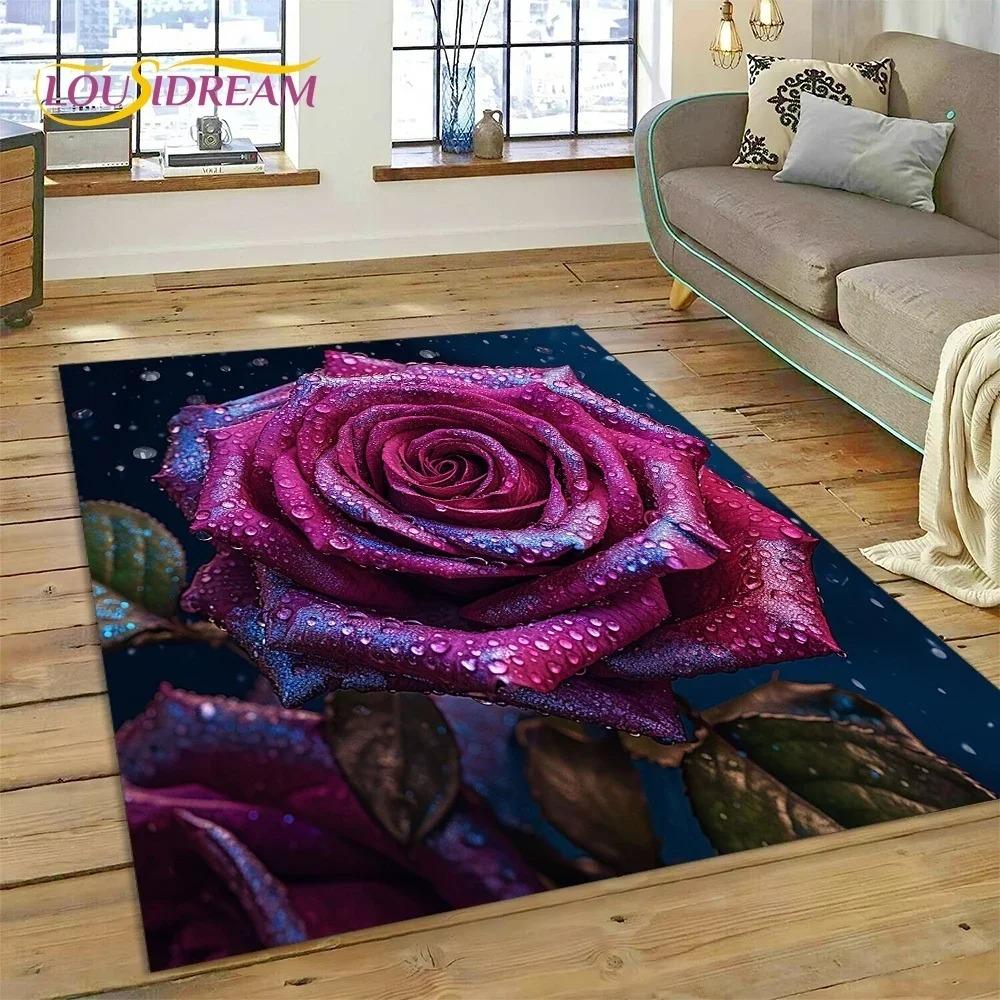 Rote Rose Blume Element Nordischer Stil Liebe Romantisch Dekorativ Praktisch Teppich Wohnzimmer Schlafzimmer Unter Sofa Tisch Teppich Matte