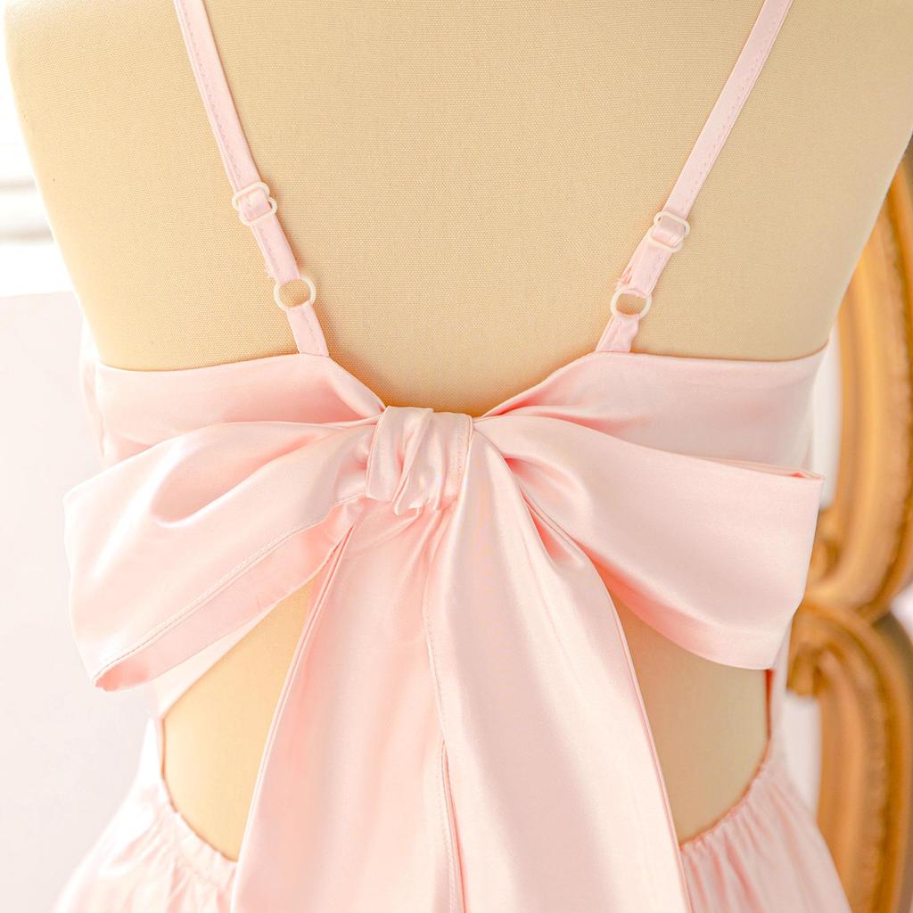 French Satin Girls' Formal Irregular Spaghetti Strap Dress - Elegant Puffy Princess Evening Gown