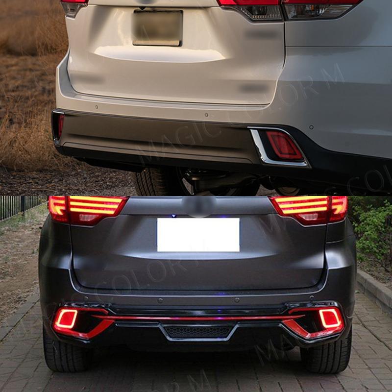 For Toyota Highlander 2015 2016 2017 2018 Rear Bumper Reflector Lights Led Fog Lamp Brake Light Turn Signal Car Accessories 12V