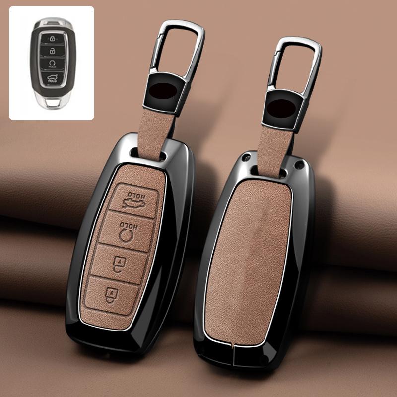 3/4/5 Button Zinc Alloy Leather Car Key Cover For Modern I30 Ix35 Kona Encino Solaris Azera Grandeur Ig Accent Santa Fe Palisade
