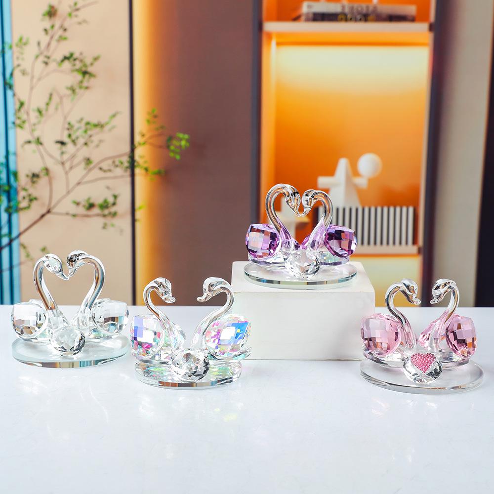 Elegant Crystal Swan Car Perfume Ornament - High-End Interior Accessory
