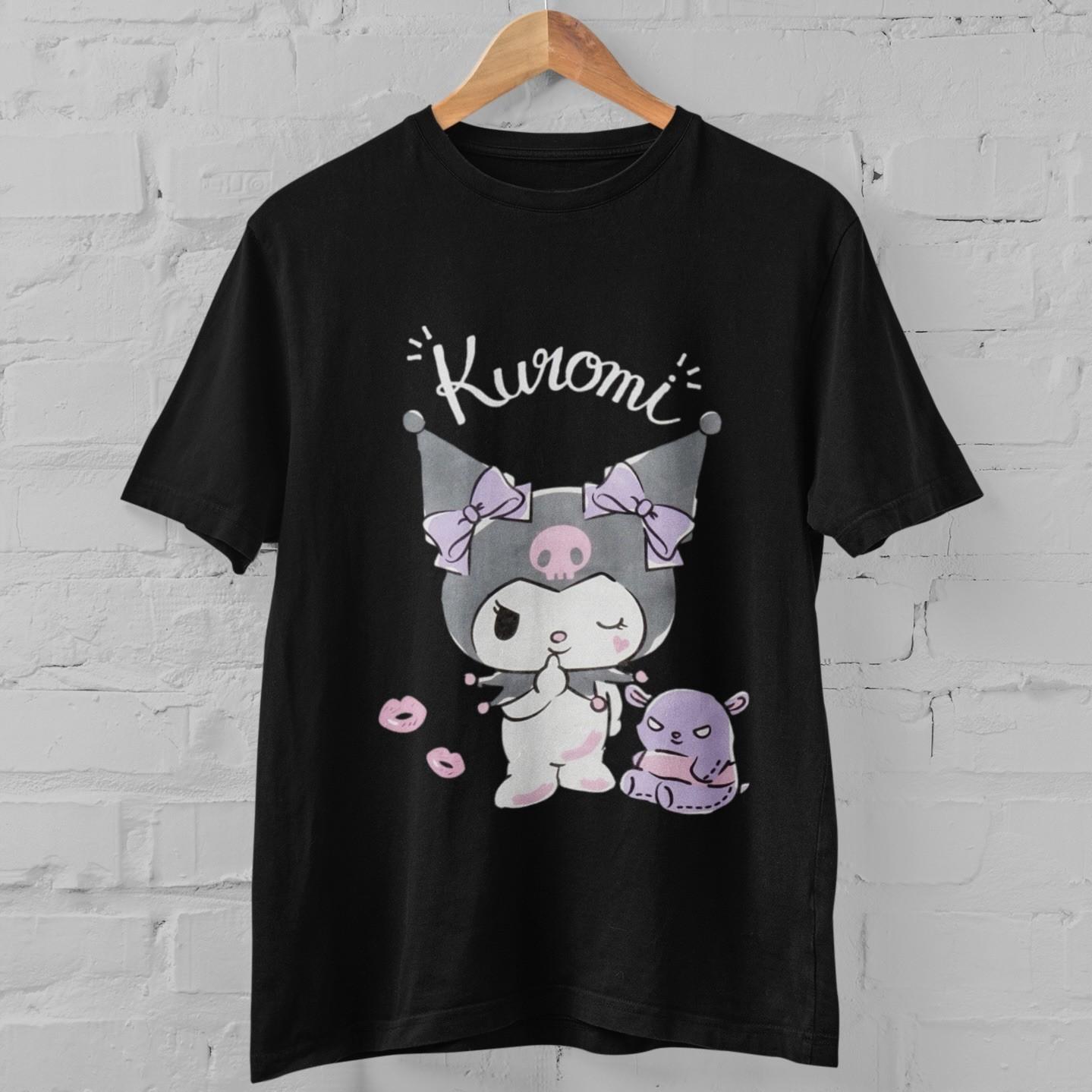 Kuromi Little Devil Candy Black Cute Graphic Kawaii T-Shirt Unisex Casual Tee M