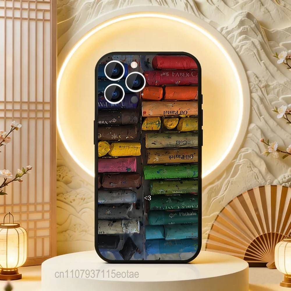 Watercolors Set Paint Palette Phone Case For iPhone  17,16,15,14,13,12,11,Pro,Max,Plus,E,Air,Mini Black Shockproof Funda Cover