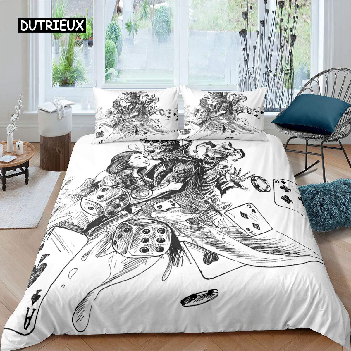 

Poker King Queen Duvet Cover Modern Card Game Bedding Set Gamer Playing Comforter Cover Gambling Athletics Polyester Quilt Cover Tool EU single(135x200cm)