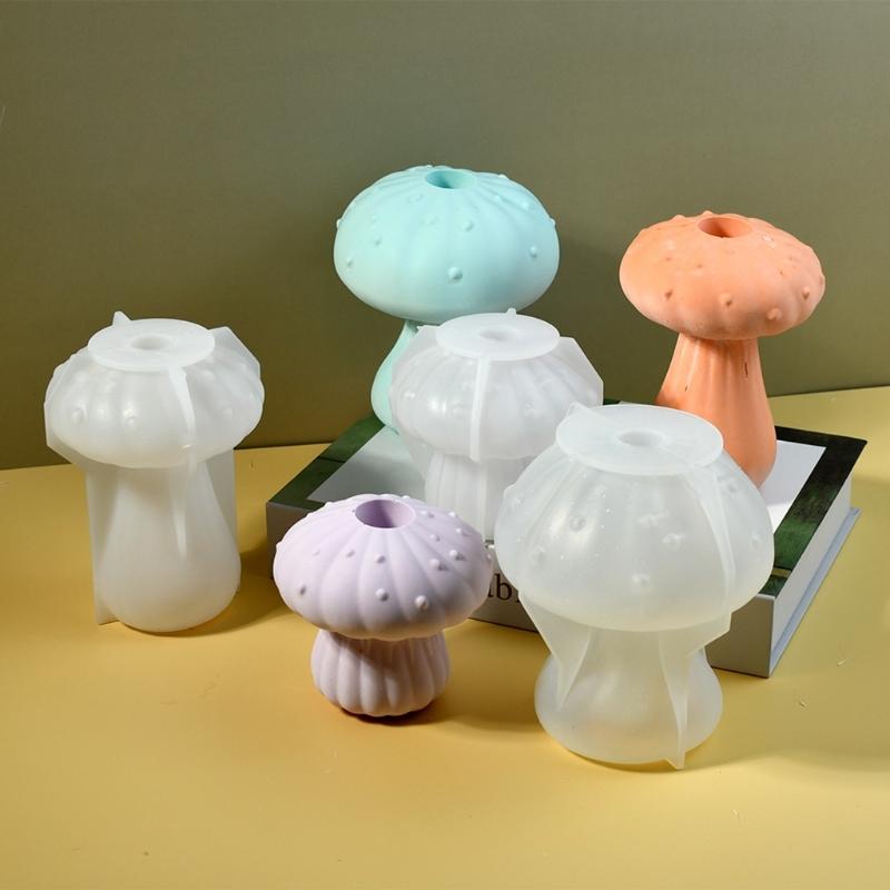 Multipurpose Sturdy Silicone Mushroom Candle Holder Mold Set Portable for Resin Plaster Craft Supplies Assorted Sizes