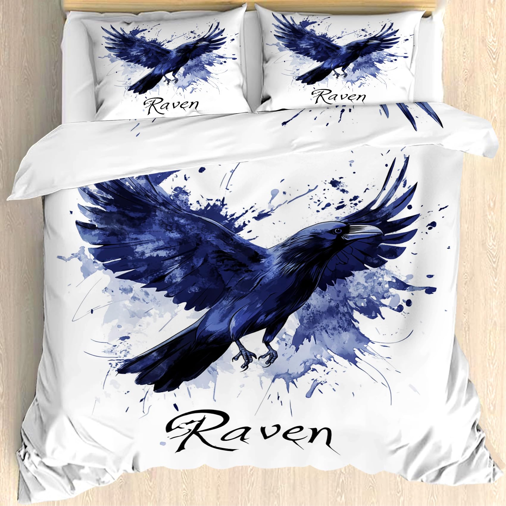 

Raven Duvet Covers For Boys Men Quilt Covers Queen Size Lightweight Down Bedroom Decor 2 Pillowcases 1 Duvet Cover No Comforter EU Single(135x200cm)
